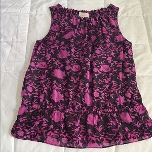 NWOT LOFT Women's Black‎ and Pink Floral Blouse S length 26 inches